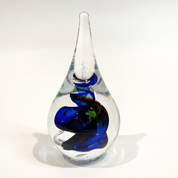 Marian Pyrcak Teardrop Glass Paperweight Signed Polish Studio Art Glass 5.5" - Picture 2 of 9